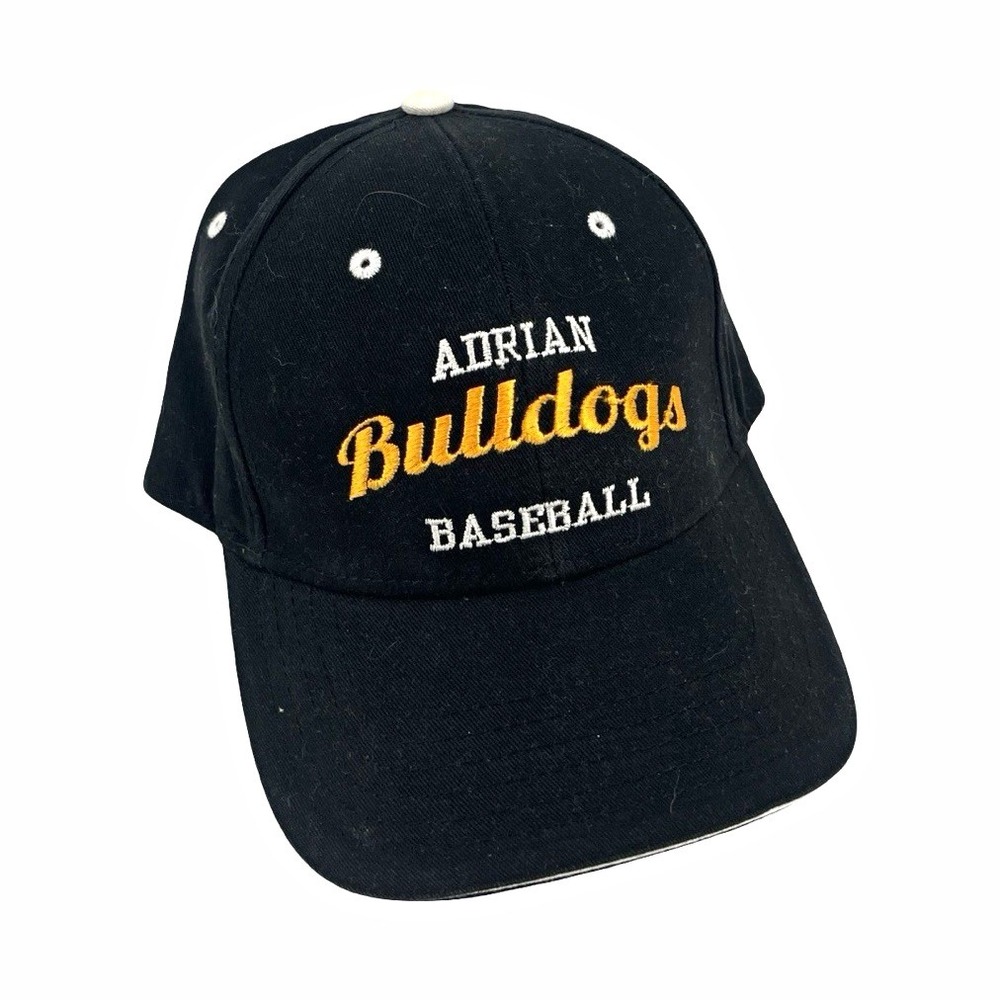 Adrian Bulldogs Baseball Hat OTTO Black Gold Embroidered Adjustable Dad Cap